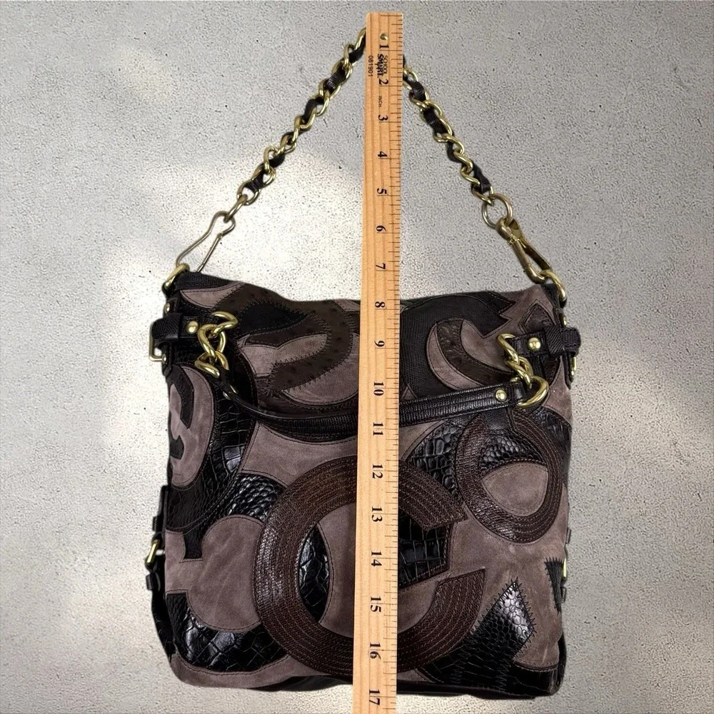 Y2K COACH ❀ LIMITED ED BROOKE #14340 INLAID C SUEDE TAUPE BROWN HOBO HANDBAG ❀‎